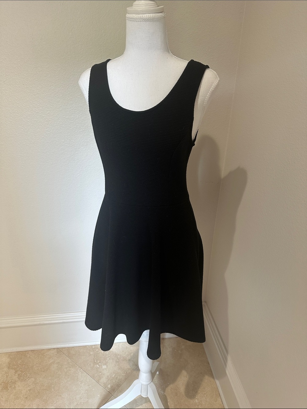 Lush Black Sleeveless Scoop Neck Fit-and-Flare Mini Dress